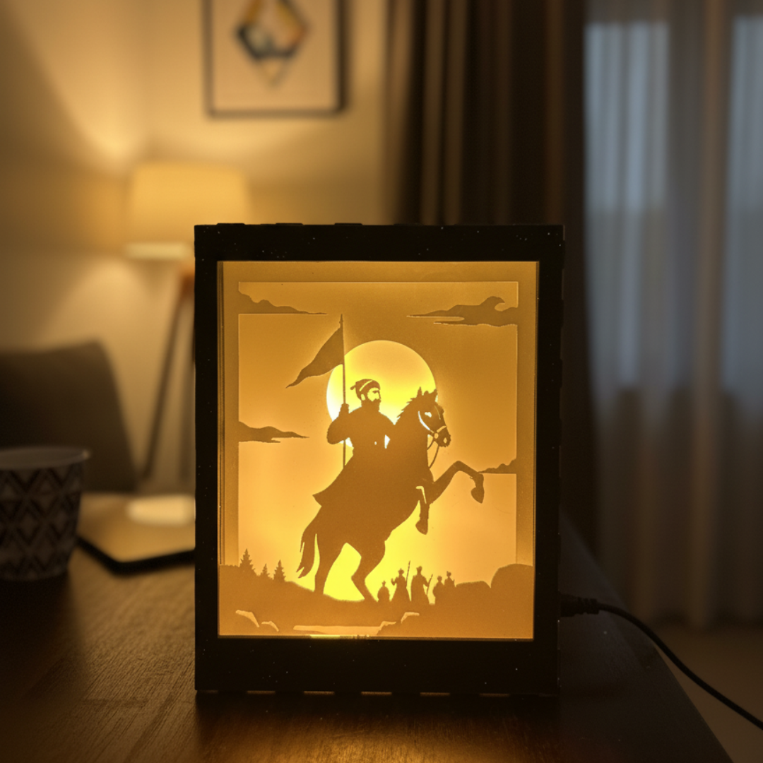 Chhatrapati Shivaji Maharaj 3D Illusion Shadow Box Lamp