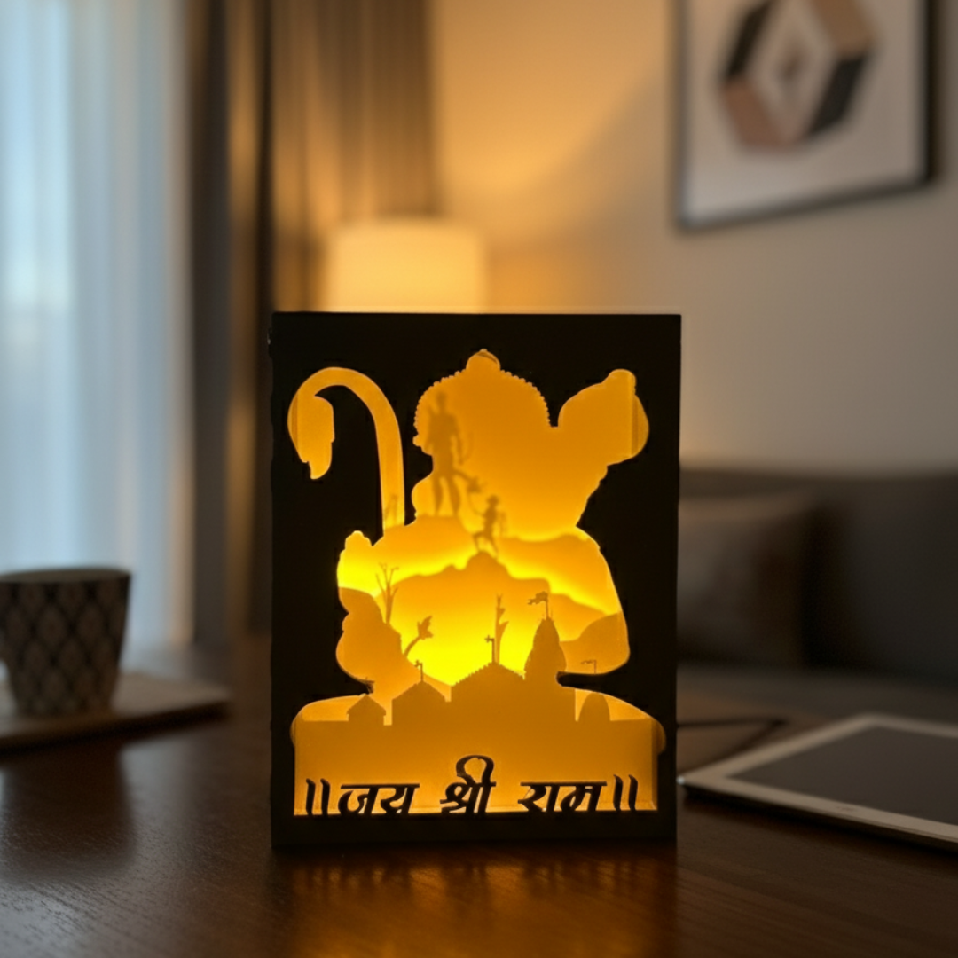 Jai Shri Ram 3D Shadow LED Lamp | Hanuman Ji Night Light | Spiritual Home Decor Gift
