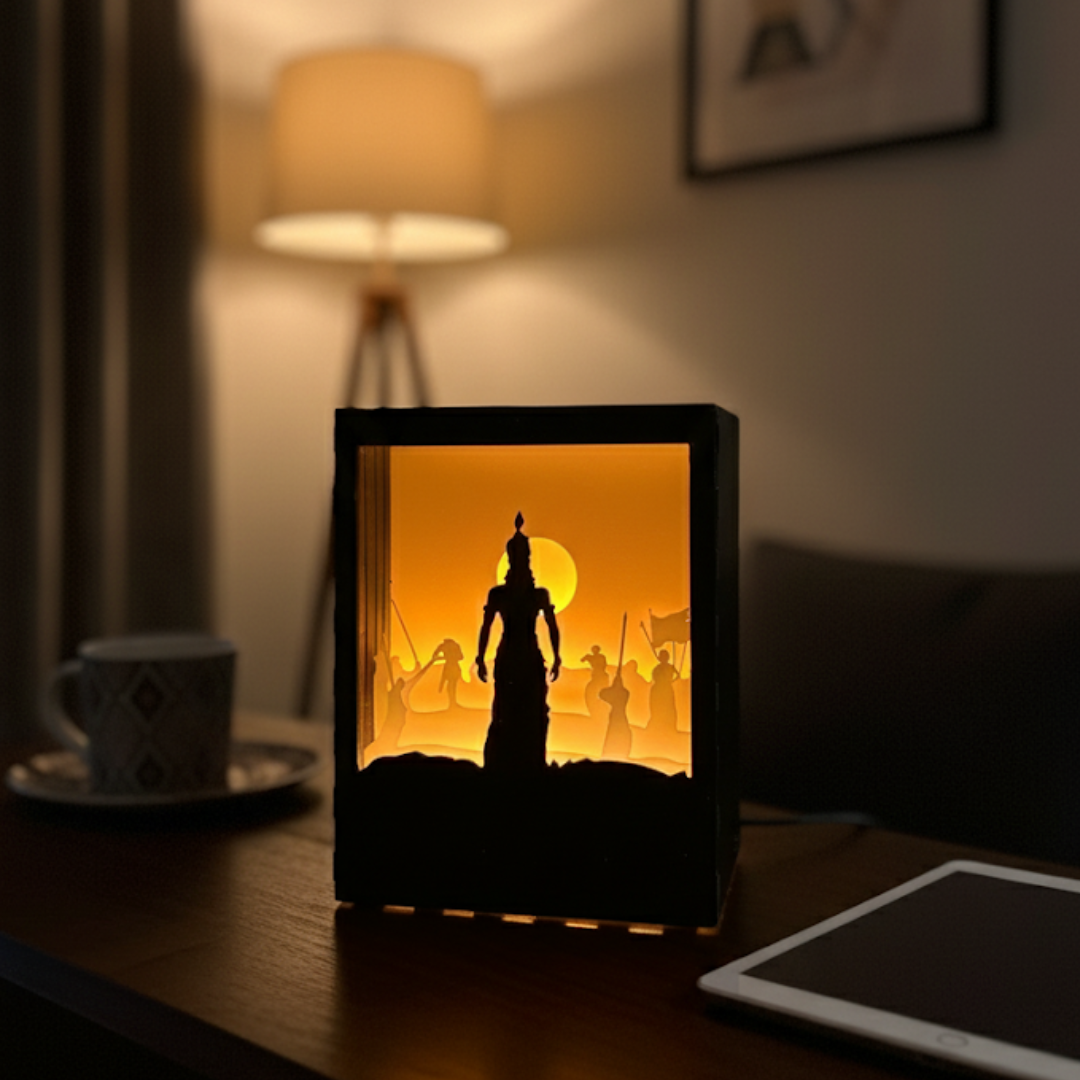 The Divine Flutist: Shri Krishna Shadow Box Lamp