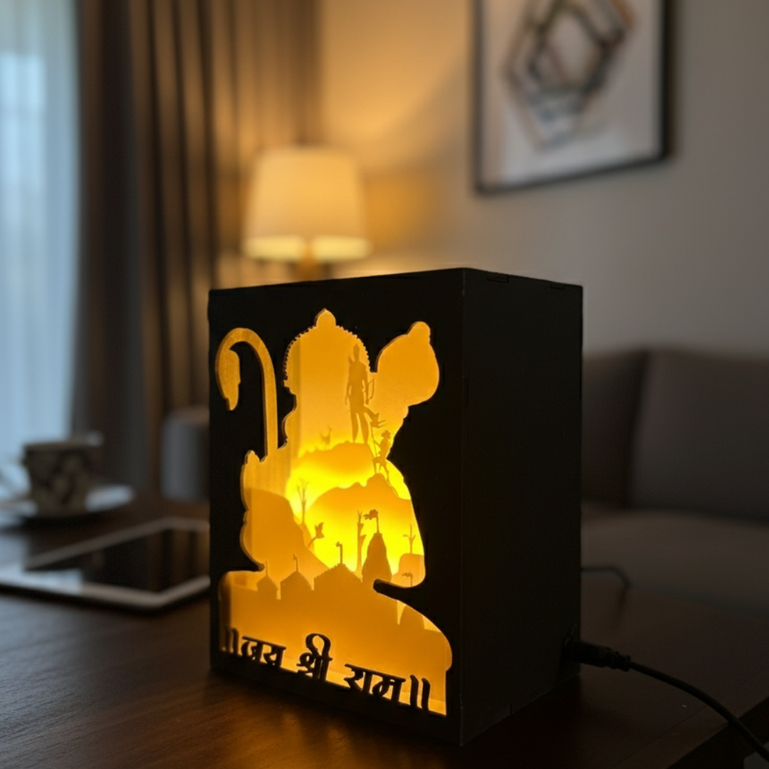 Jai Shri Ram 3D Shadow LED Lamp | Hanuman Ji Night Light | Spiritual Home Decor Gift