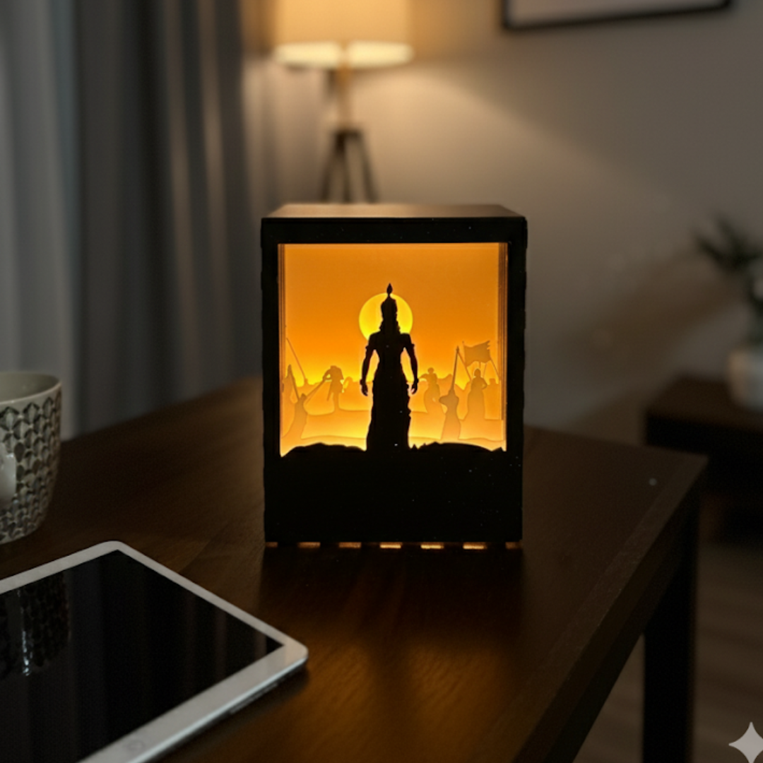 The Divine Flutist: Shri Krishna Shadow Box Lamp