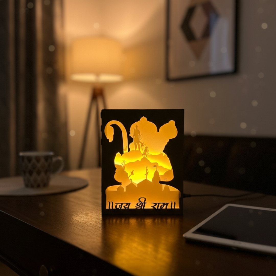 Jai Shri Ram 3D Shadow LED Lamp | Hanuman Ji Night Light | Spiritual Home Decor Gift