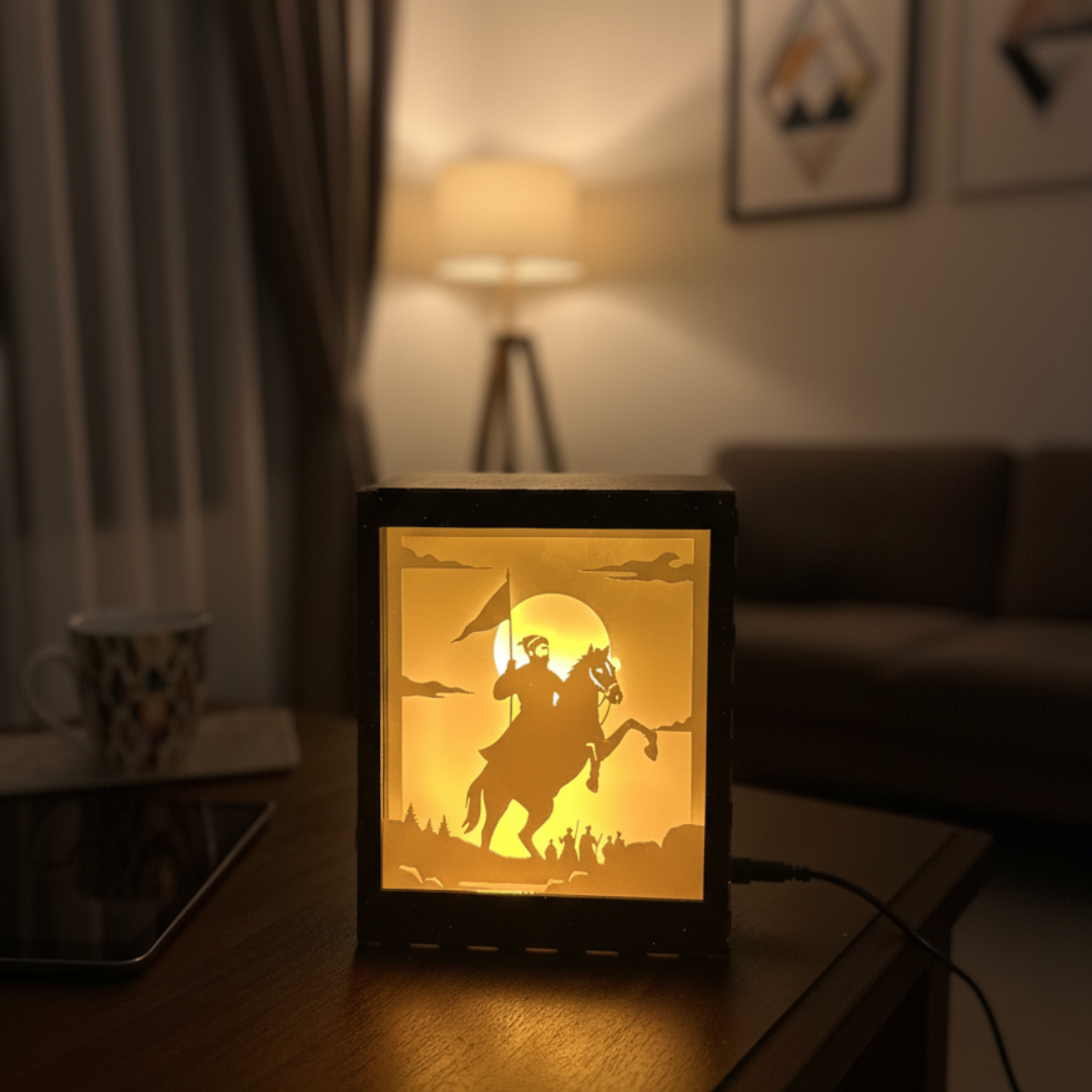 Chhatrapati Shivaji Maharaj 3D Illusion Shadow Box Lamp