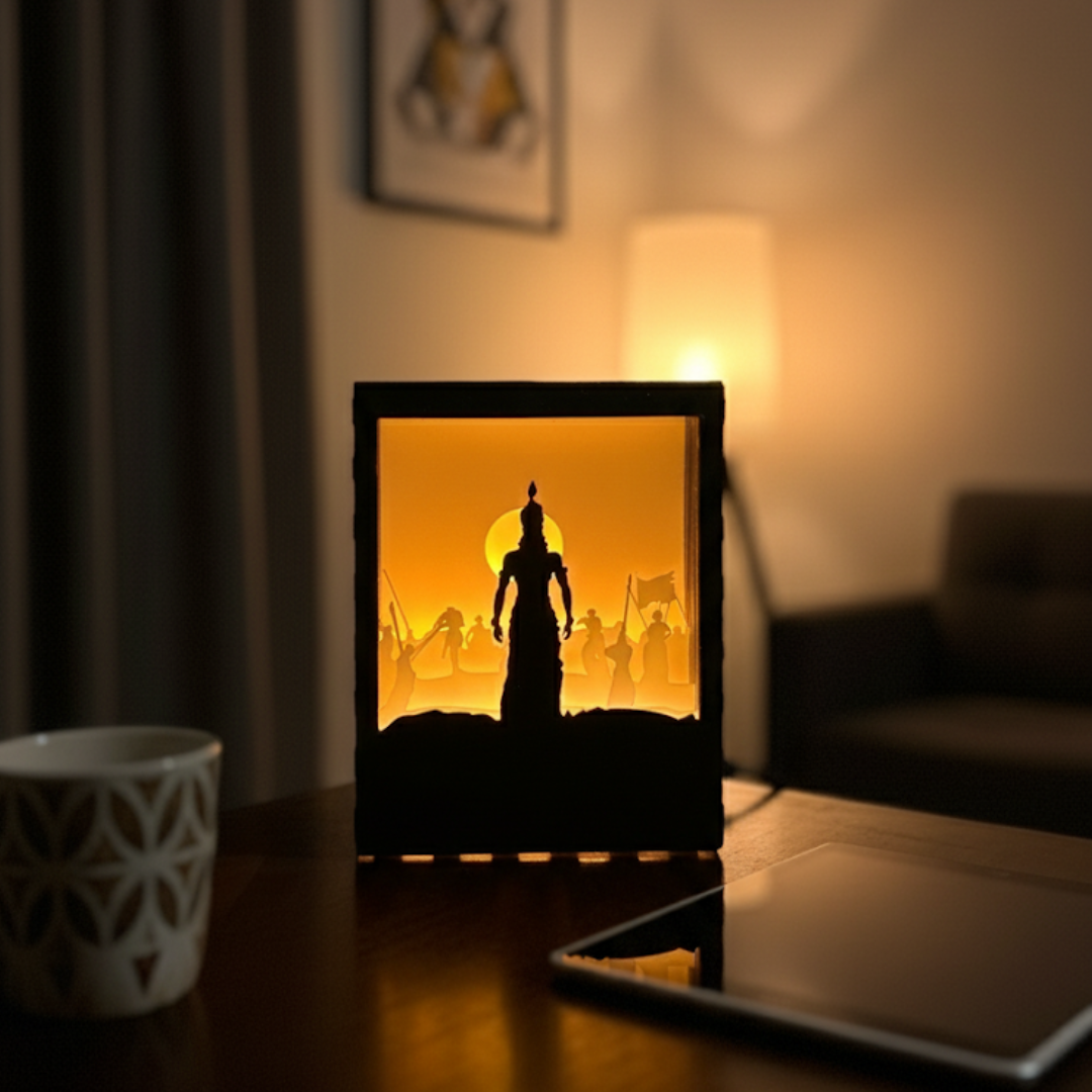 The Divine Flutist: Shri Krishna Shadow Box Lamp