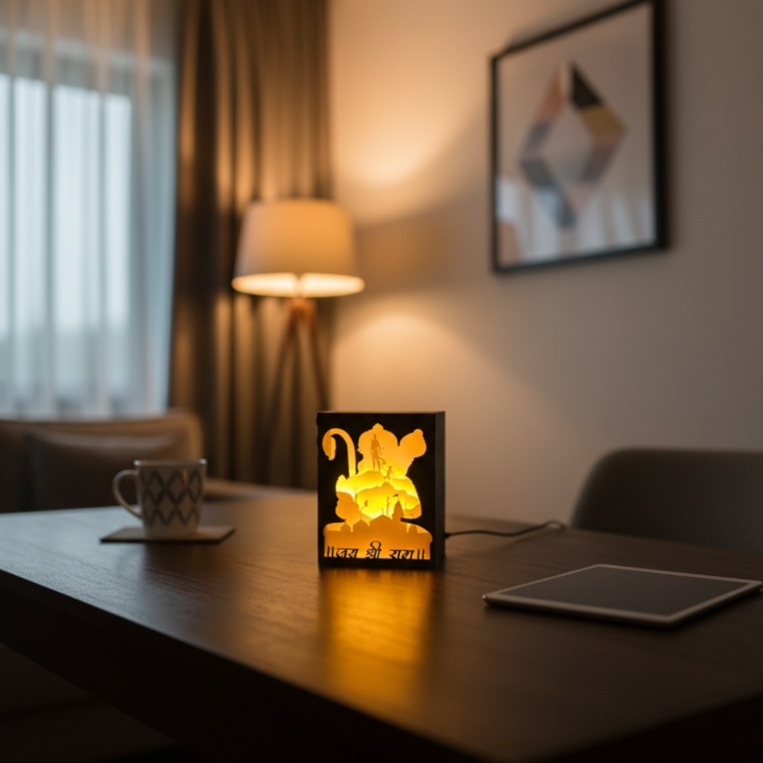 Jai Shri Ram 3D Shadow LED Lamp | Hanuman Ji Night Light | Spiritual Home Decor Gift