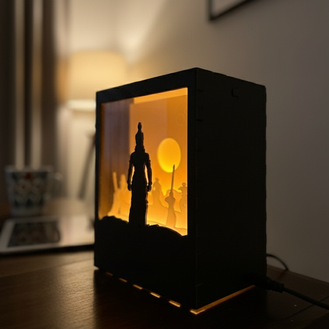 The Divine Flutist: Shri Krishna Shadow Box Lamp