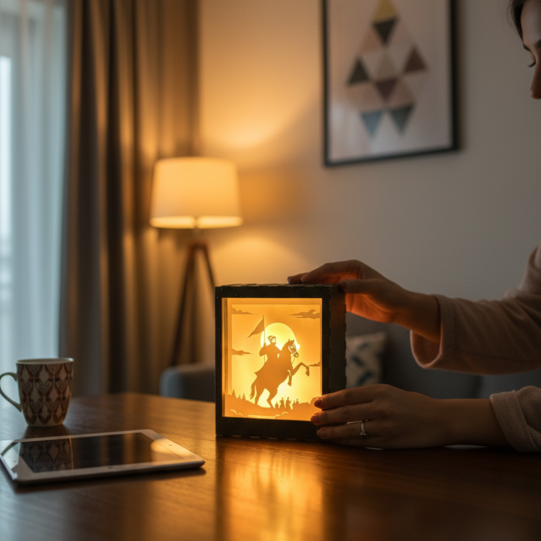 Chhatrapati Shivaji Maharaj 3D Illusion Shadow Box Lamp
