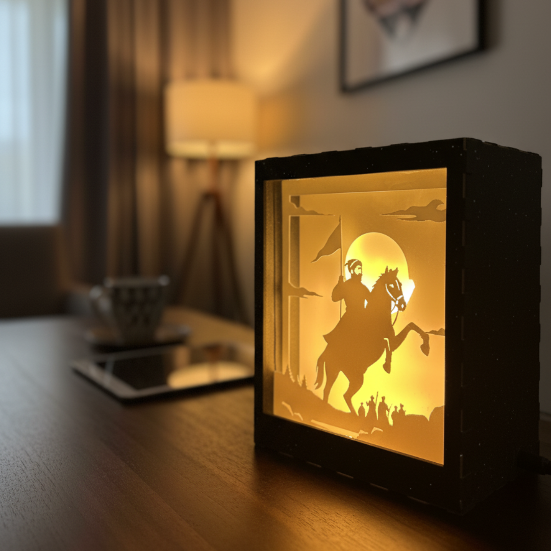 Chhatrapati Shivaji Maharaj 3D Illusion Shadow Box Lamp